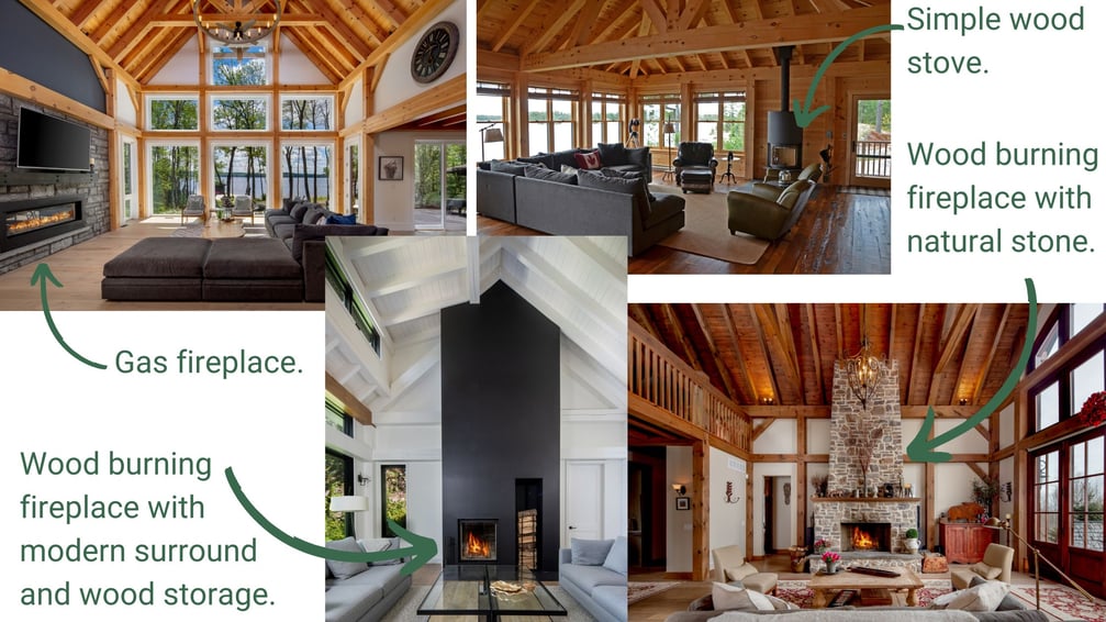 Design Timber Frame Great Room 9 Fireplaces