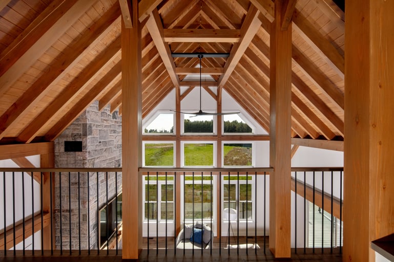 Modern Farmhouse, Interior, View From Loft Timber Frame, Normerica Timber Homes-1
