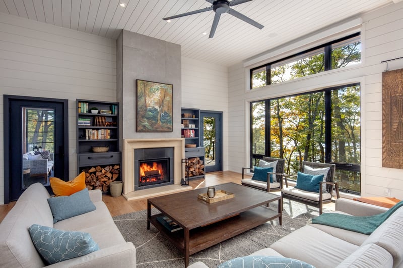 Muskoka Island Cottage, Interior, Great Room Window View