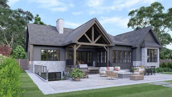 Normerica Timber Homes, House Plan, The Brighton 4104, Exterior, Rear, Outdoor Entertaining, Basement Walkout-1