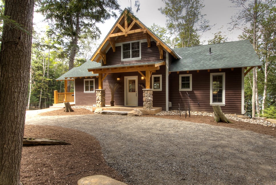 Timber Frame House with Deck The Lanark 3522 Project A Exterior Front