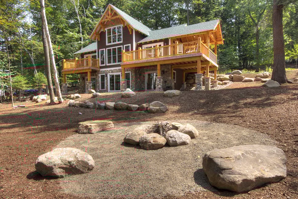 Timber Frame House with Deck The Lanark 3522 Project A Exterior Rear