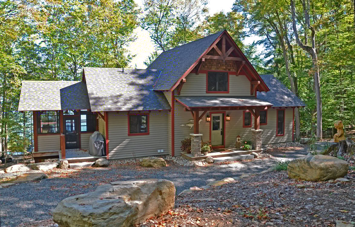 Timber Frame House with Deck The Lanark 3522 Project B Exterior Front