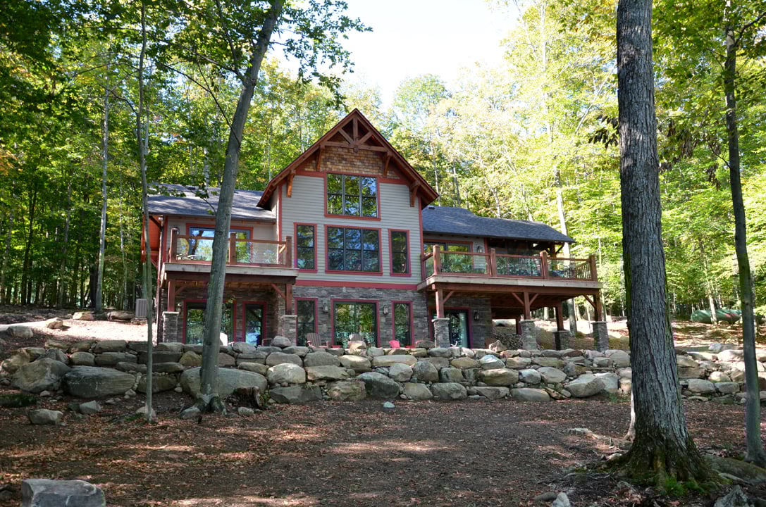 Timber Frame House with Deck The Lanark 3522 Project B Exterior Rear