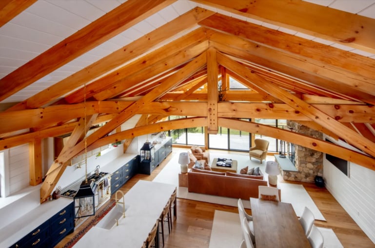 barn house interior overhead normerica timber homes