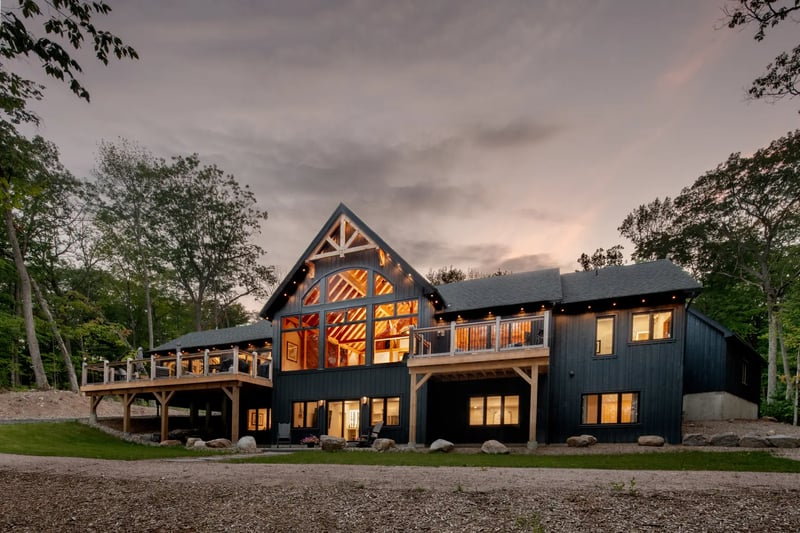 modern bungalow house design lakeside cottage timber frame project Cottage Calm Normerica exterior lakeside