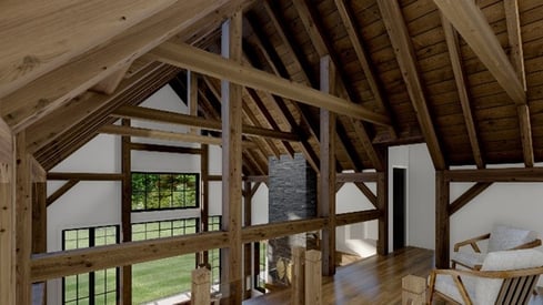 modern house plans timber frame dufferin 2822 interior trusses