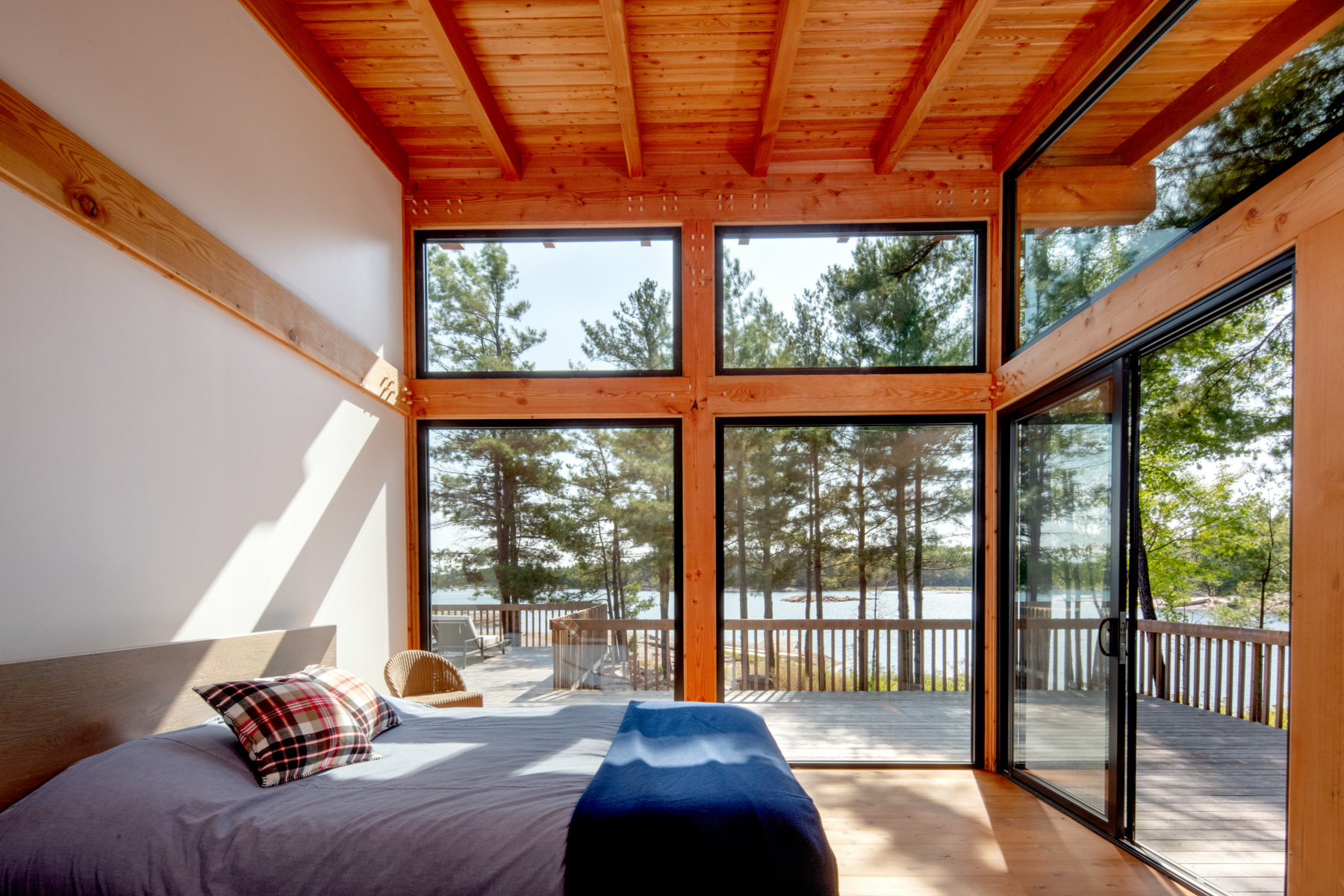 Bringing the Outdoors In: Top 6 Spectacular Lakefront Cottage Views Georgian Bay Custom Cottage Bedroom Lake View