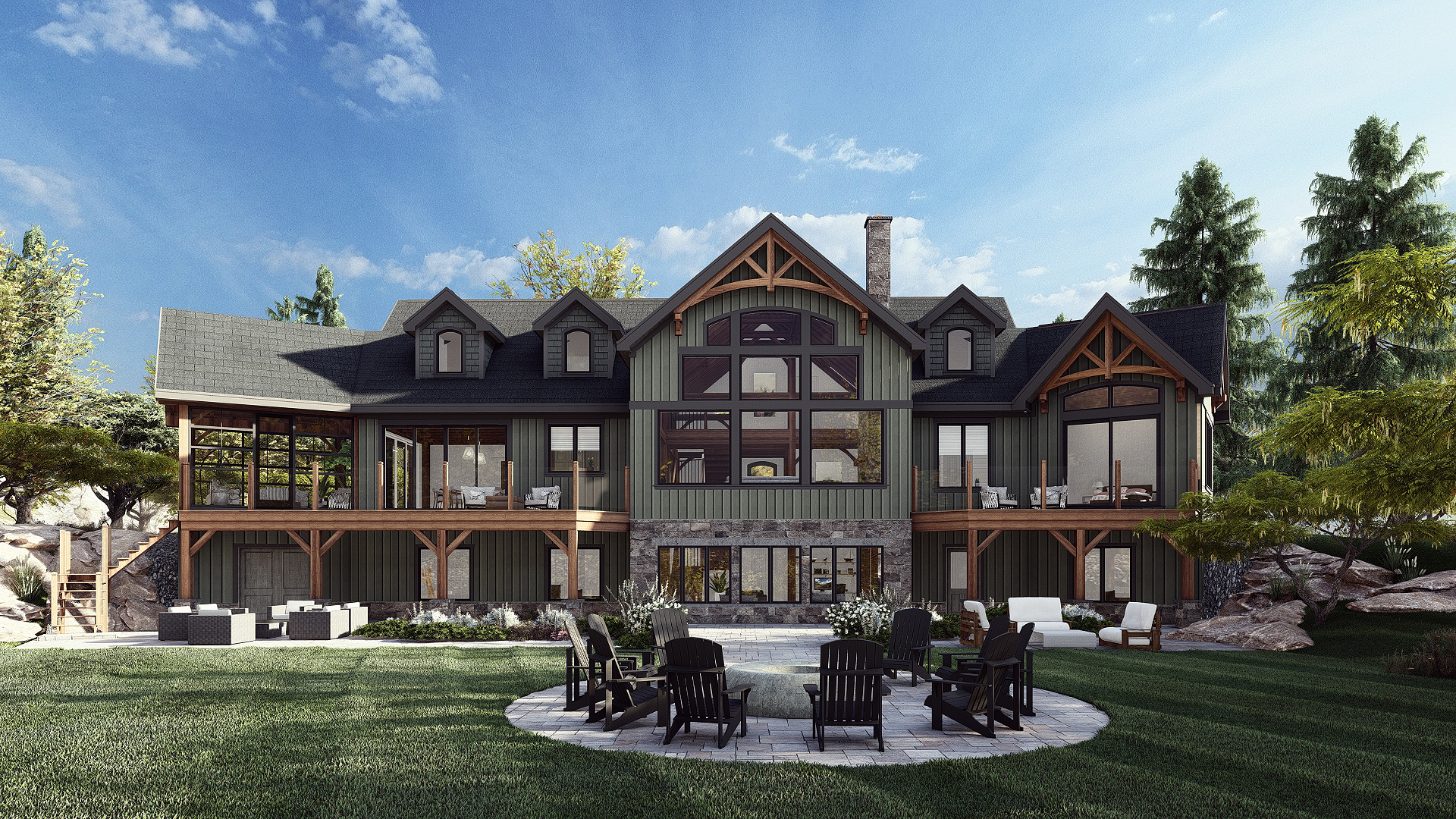 Traditional Timber Frame House Plans | The Rossmore 3976 | Normerica | Exterior, Front